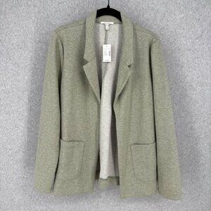 Maurices Womens Open Front Boyfriend Knit Blazer Size M Sage Green Casual NEW